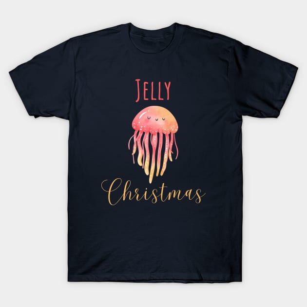 Merry Christmas cute jellyfish T-Shirt by Ieva Li ART